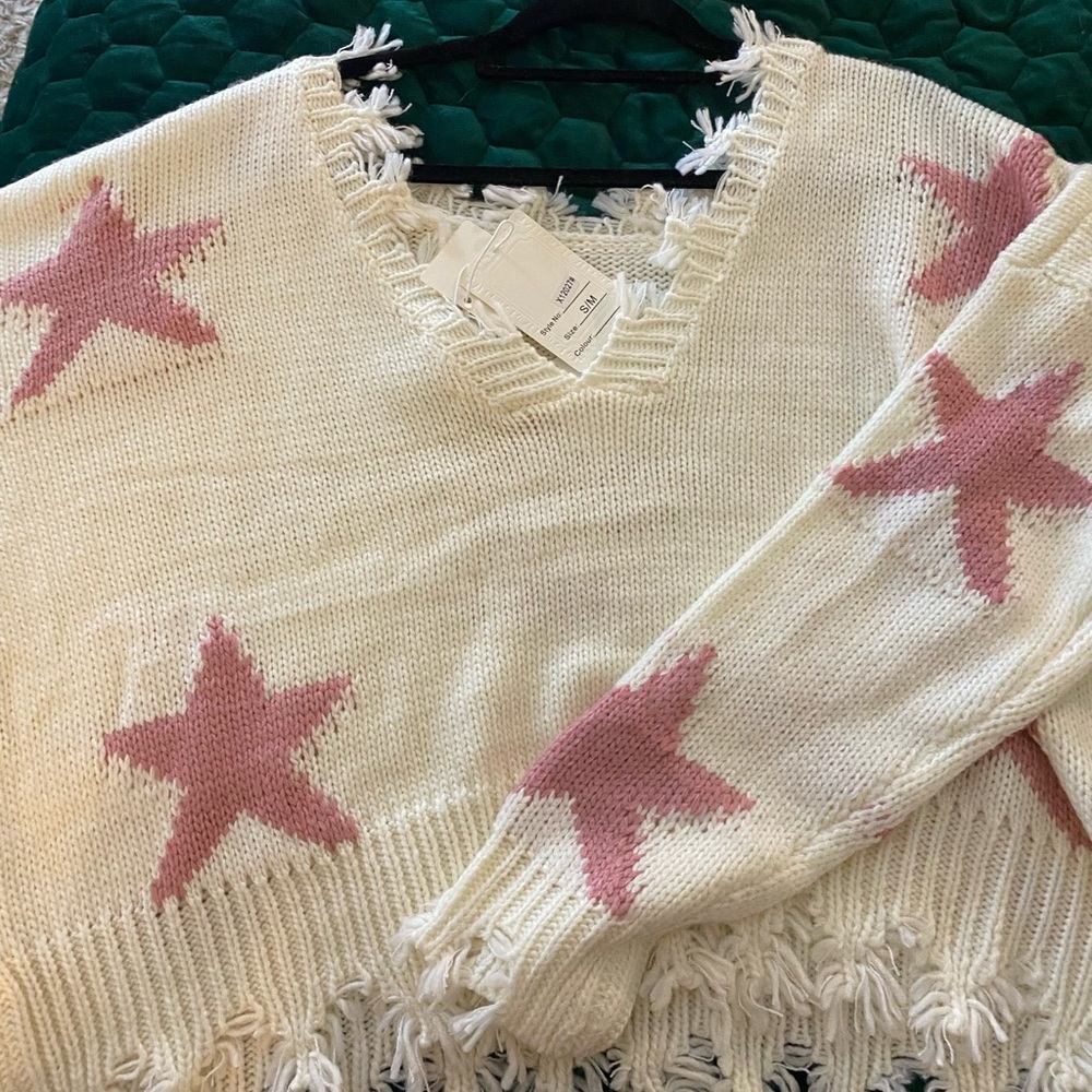 cropped wool star sweater